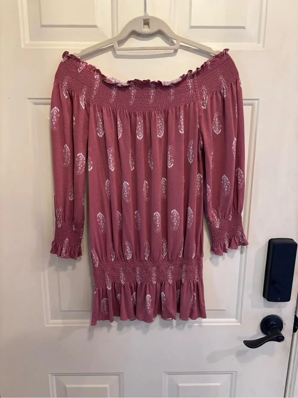 Lascana Bohemian Off-Shoulder Blouse in Mauve - Picture 5 of 6